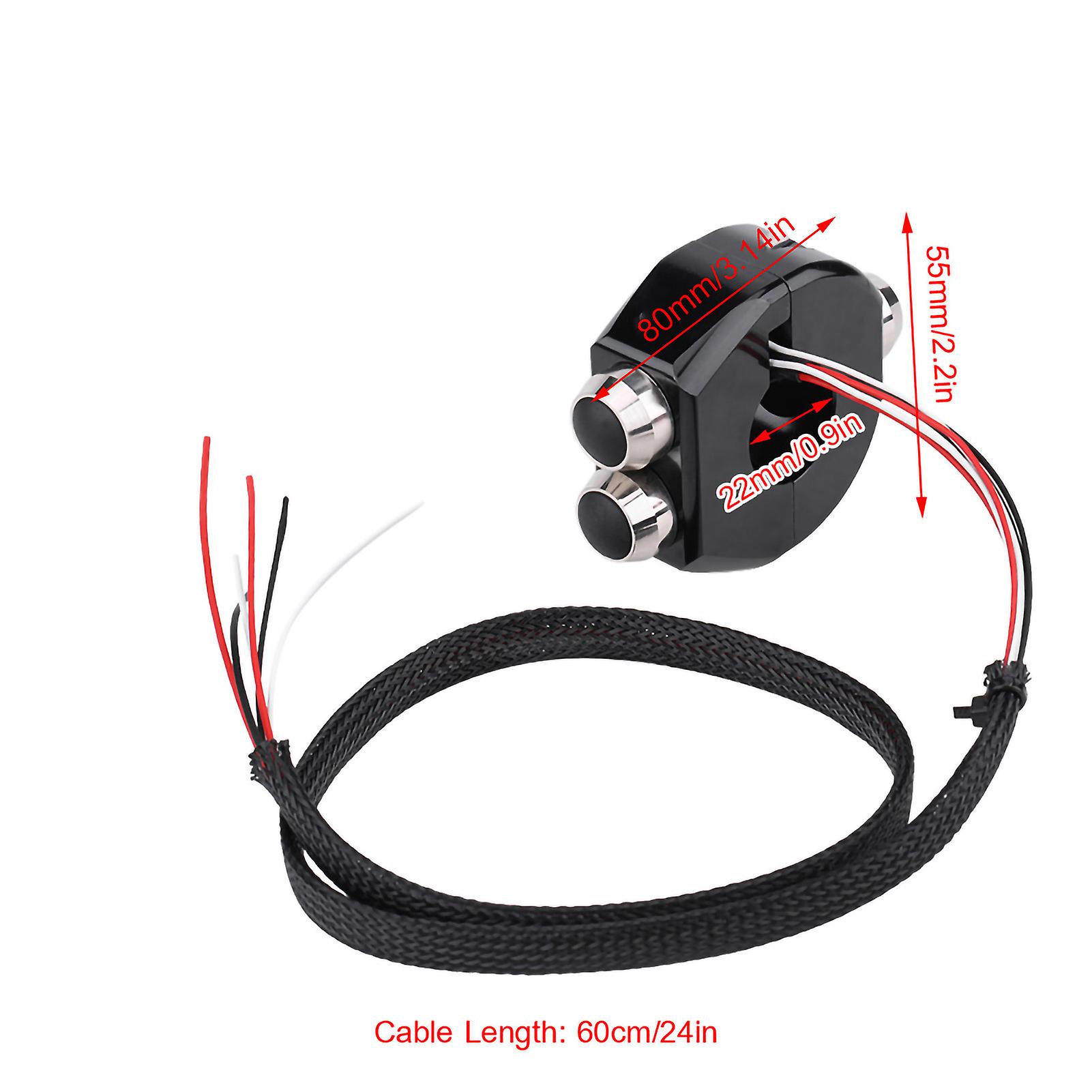 CNC Aluminium Alloy 22mm Motorcycle Handlebar Momentary Latching Switch Reset Button Black