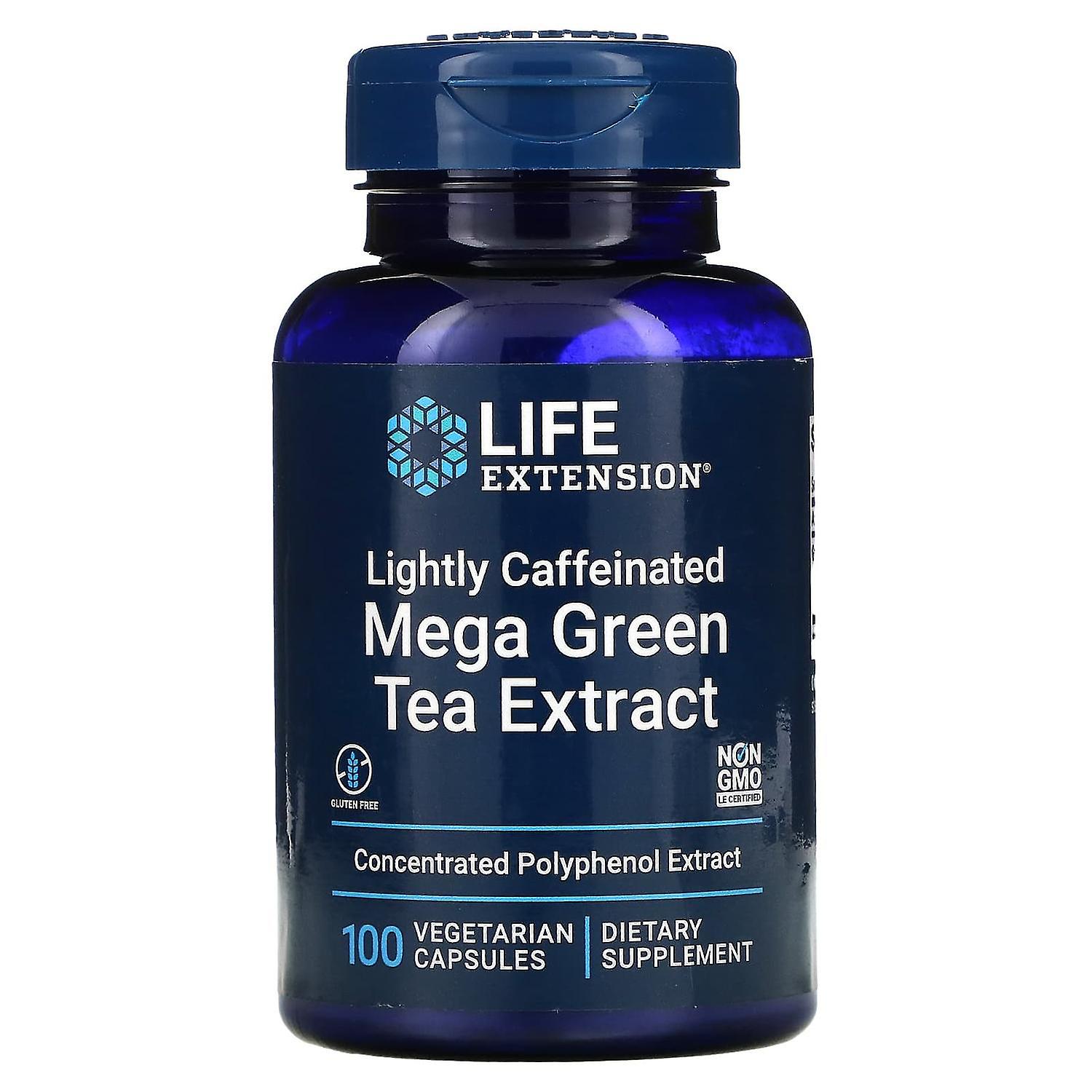 Life Extension, Mega Green Tea Extract, Lightly Caffeinated, 100 Vegetarian Capsules