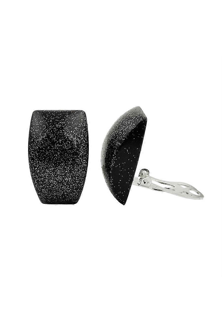 Earring Clip-on Trapezium Black Tinsel - Gl01084