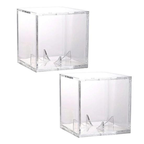 2Pcs Acrylic Baseball Display Case Transparent Cube UV Protected Baseball Holder Golf Tennis Billiard Display Storage Box