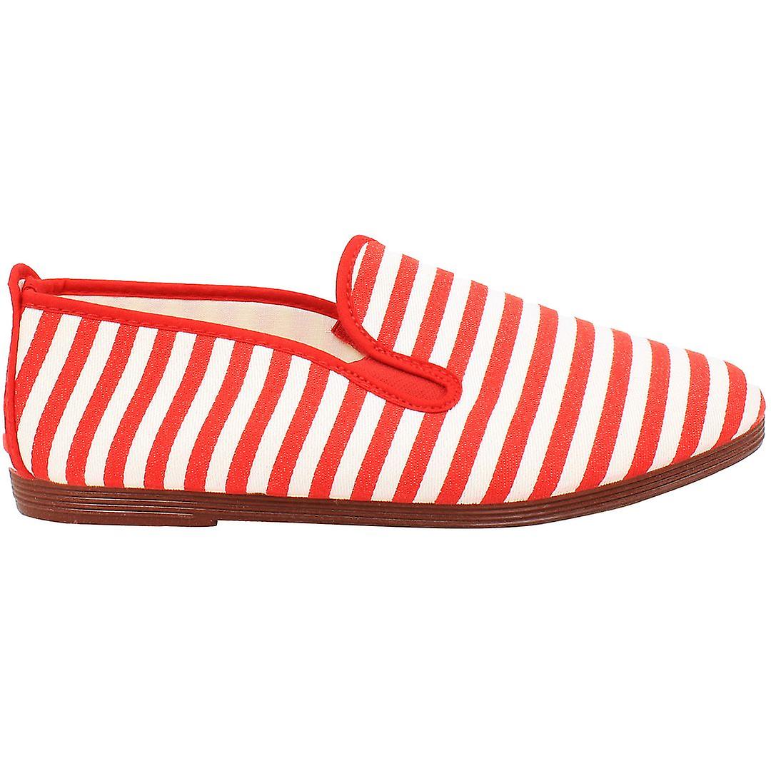 Flossy Style Corella Unisex Espadrille Slip On Plimsolls Shoes 55110 Red Stripe