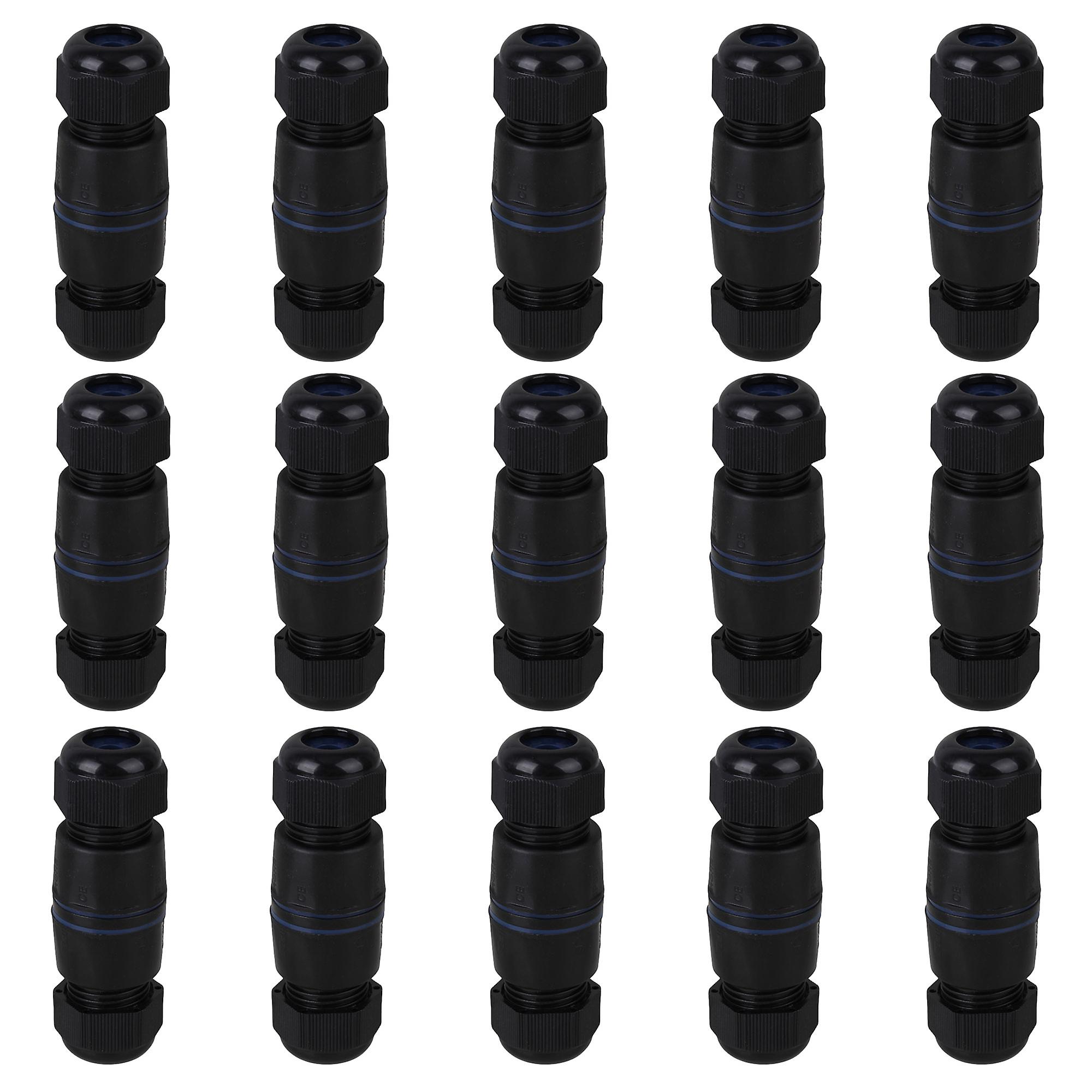 15PCS Black M25 Ethernet LAN Cables Coupler IP68 RJ45 Cable Accessories