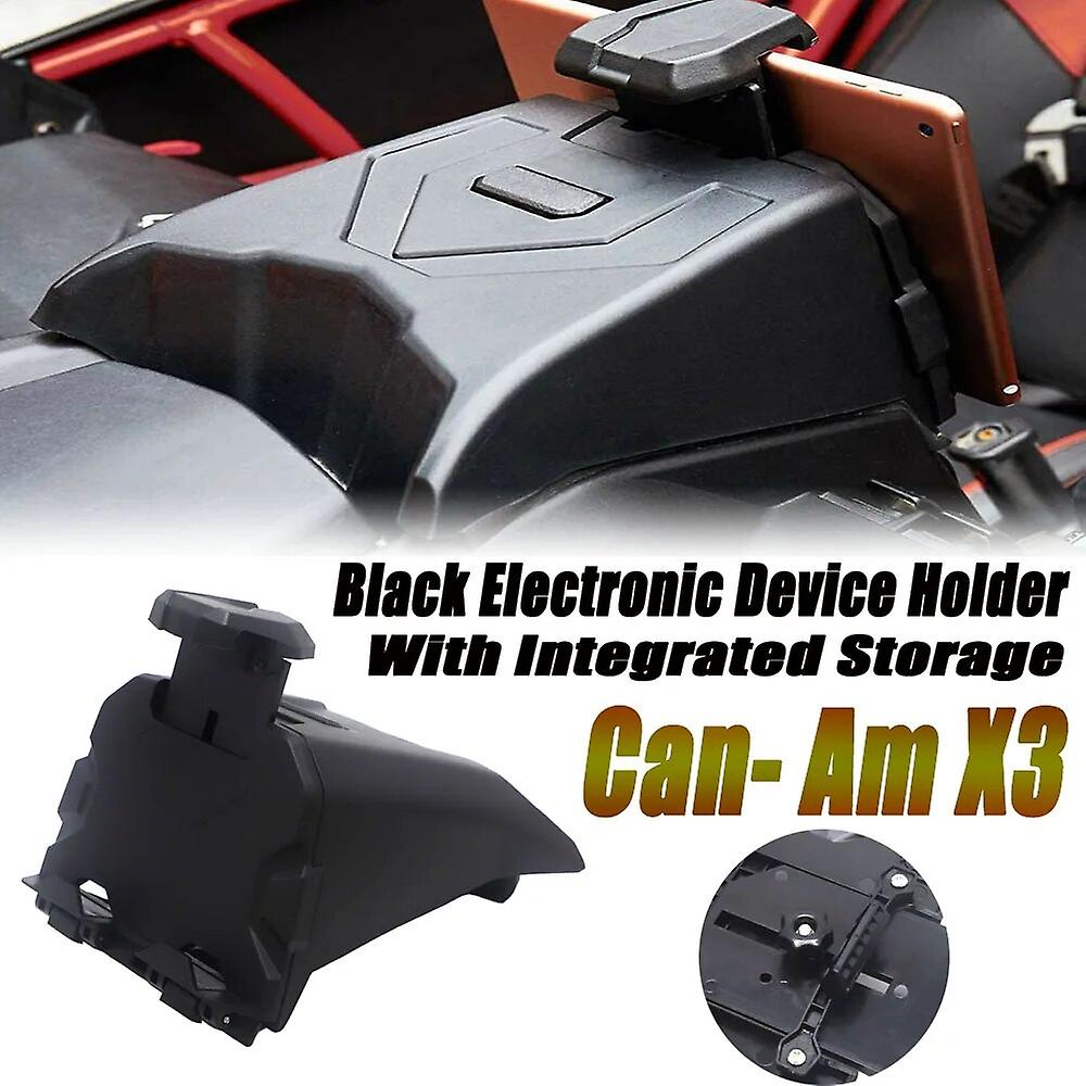 2017 2018 For Can Am Maverick X3 Models Black Electronic Device Holder With Integrated Storage