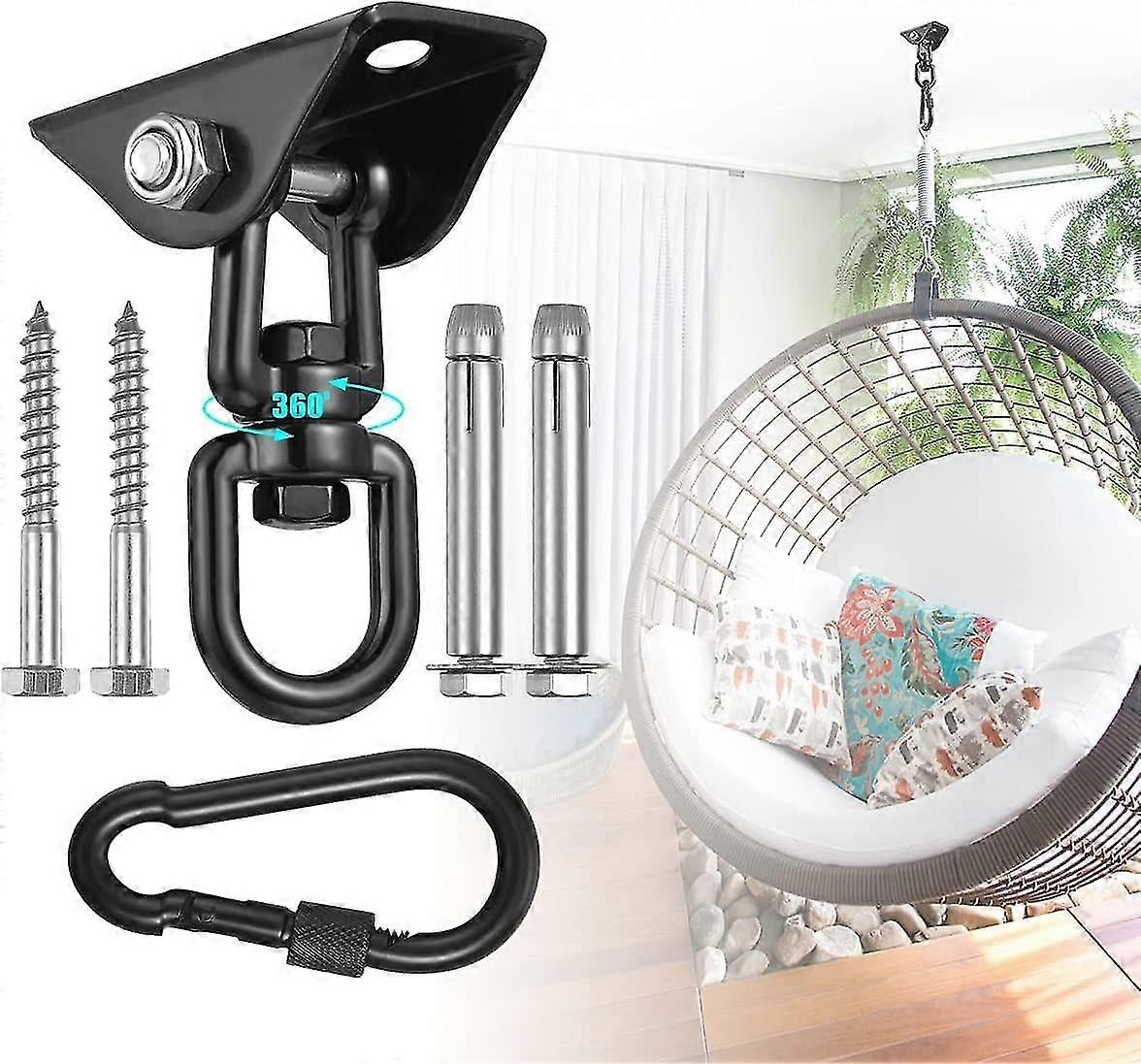 Kit di sospensione dell'amaca, ganci oscillanti per impieghi gravosi, 1200 lb in acciaio inossidabile 360 ruotare la sedia dell'amaca Kit di sospensione ganci di sospensione con bullone