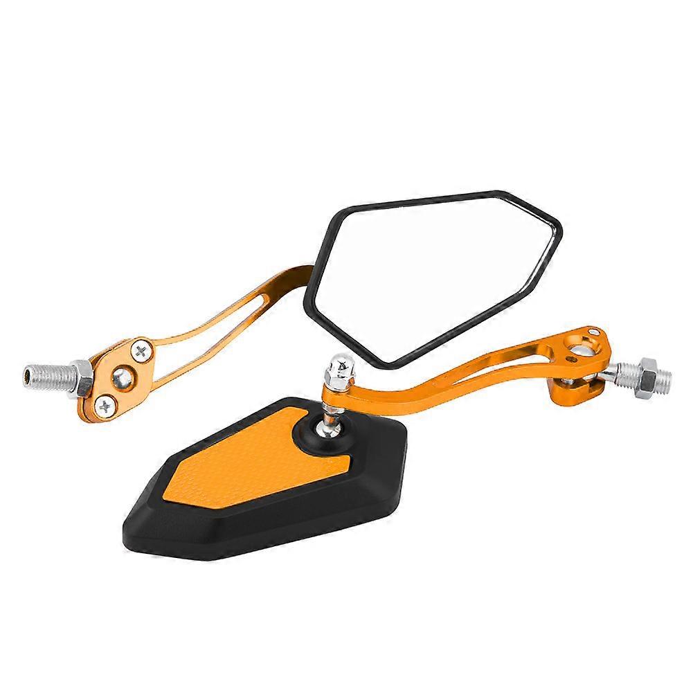 One Pair Universal Motorcycle Motorbike Scooter Rearview Mirror Rear View Side Mirrors Yellow E2U~02
