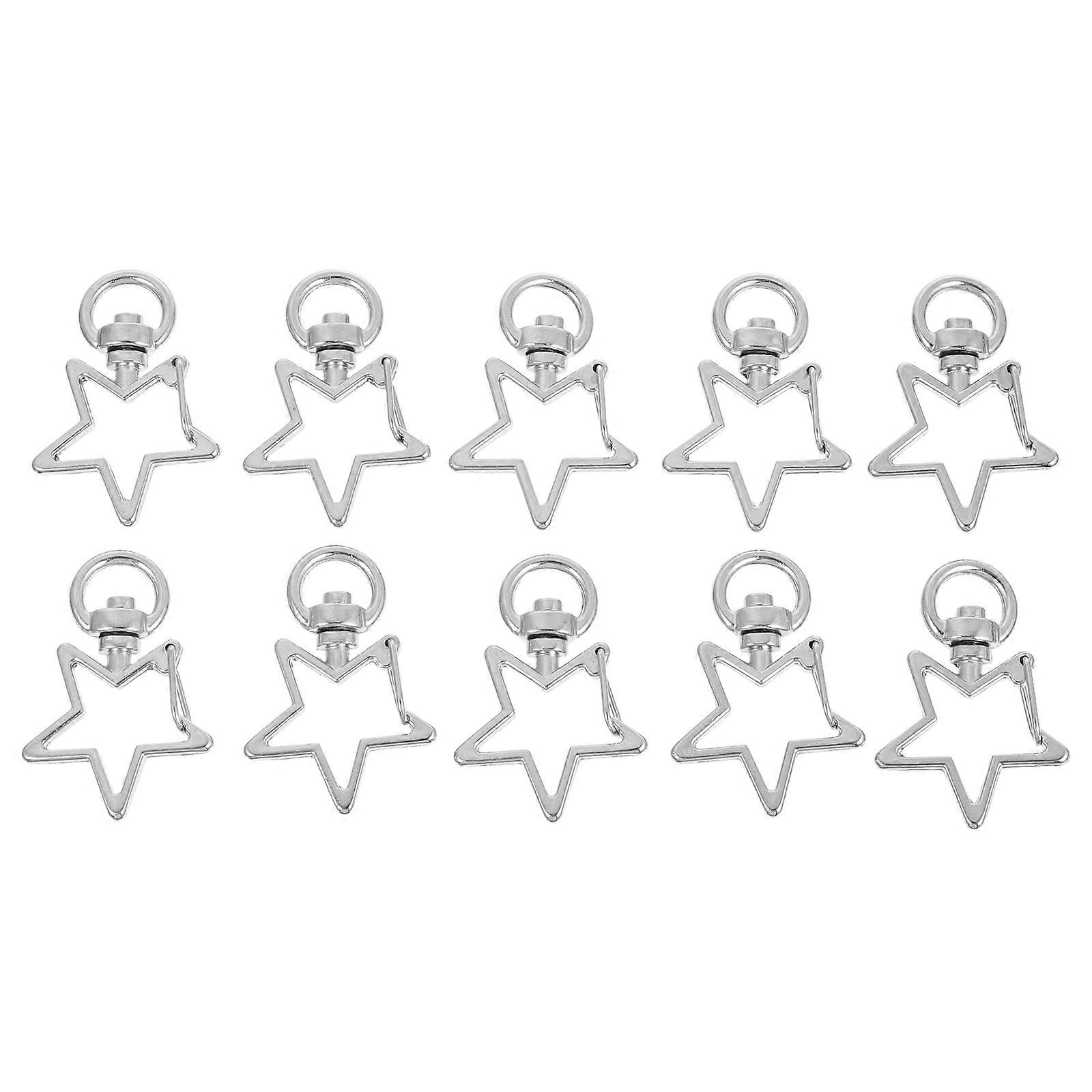 40Pcs Star Shape Claw Swivel Lobster Clasp Snap Hook with Key Rings (Silver)