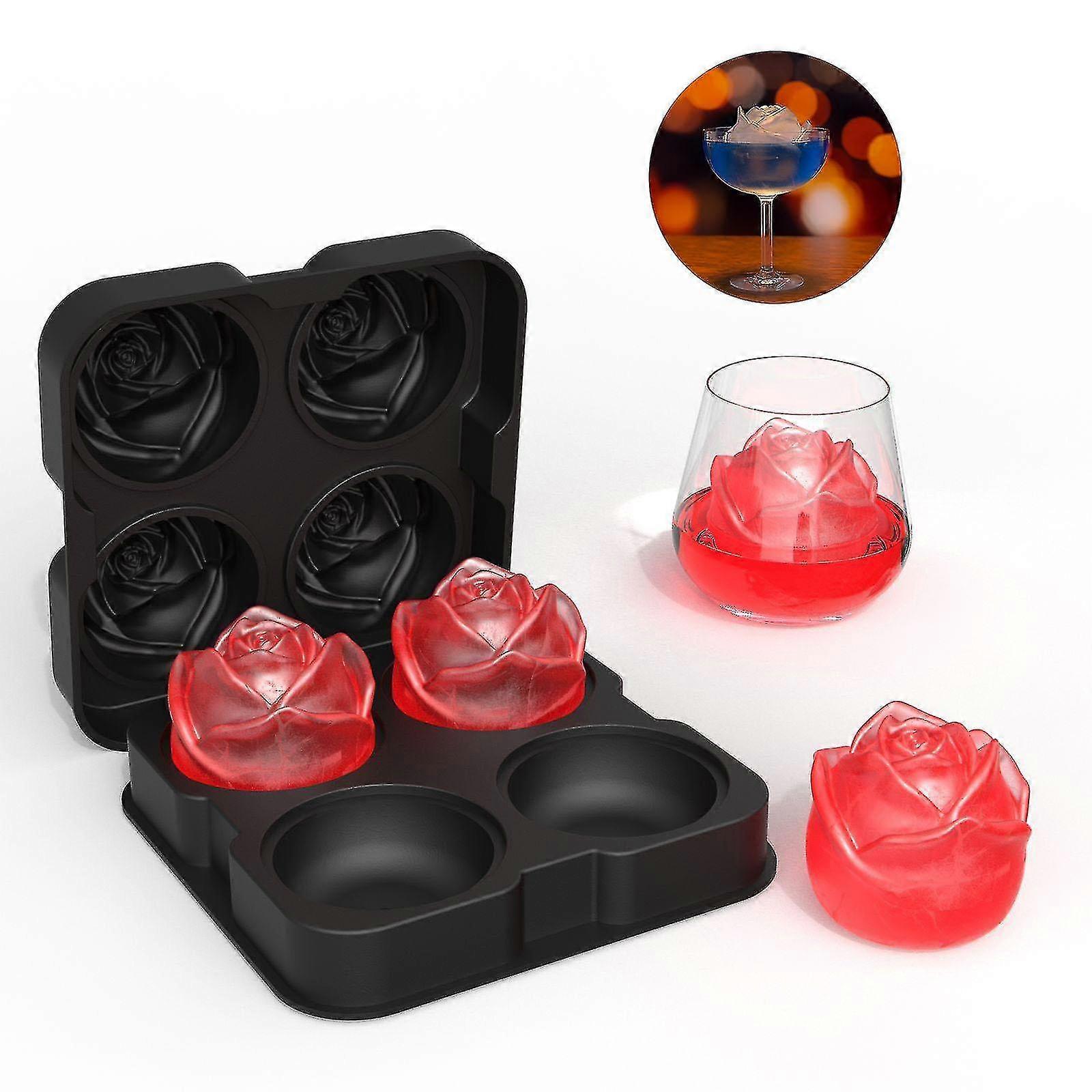 Rose Flower Ice Maker Mould Cocktail Mixing Ice Making 4 Ice Tray