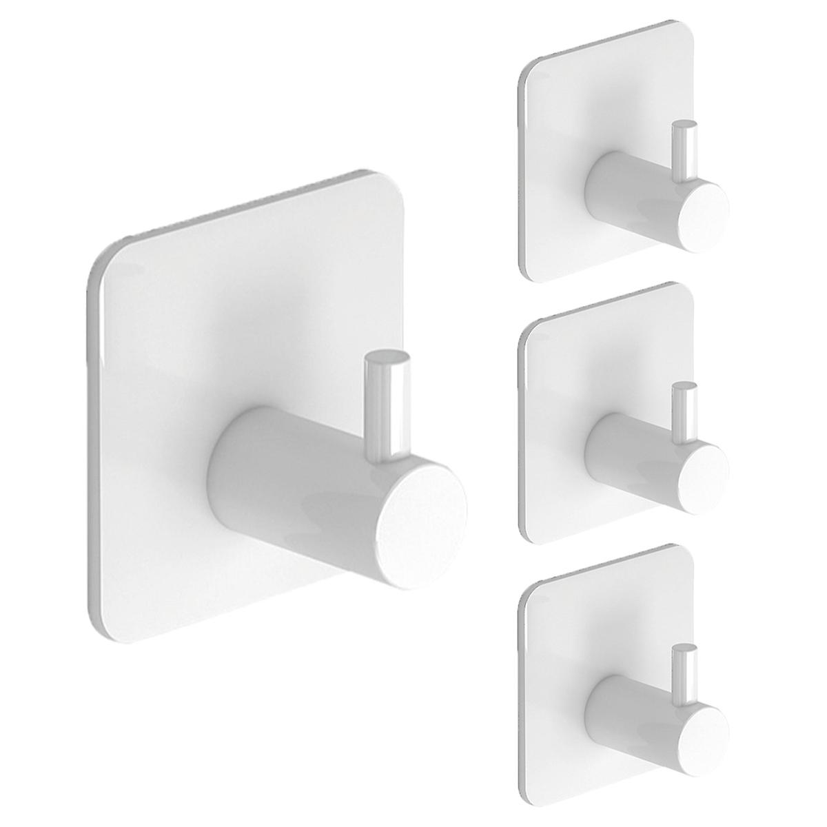 Self Adhesive Hooks, Waterproof in Shower Hooks for Hanging Loofah Sponge Towels Robes for Bathroom Black Removable Stick on Hooks 4 Pcs