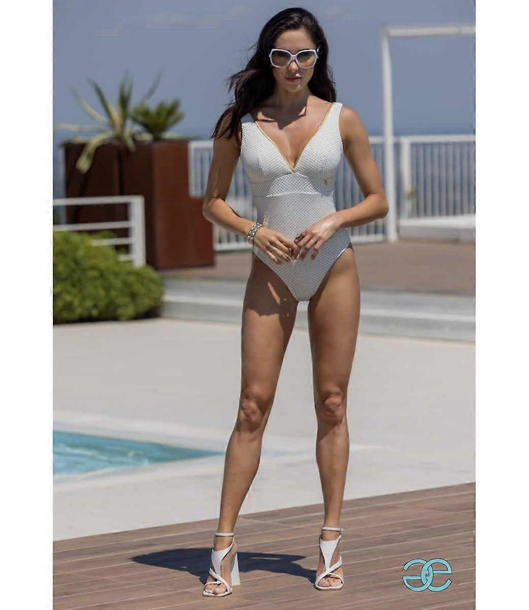 Emerara av DD' E | V-ringad baddräkt Jacquard ecru/guld