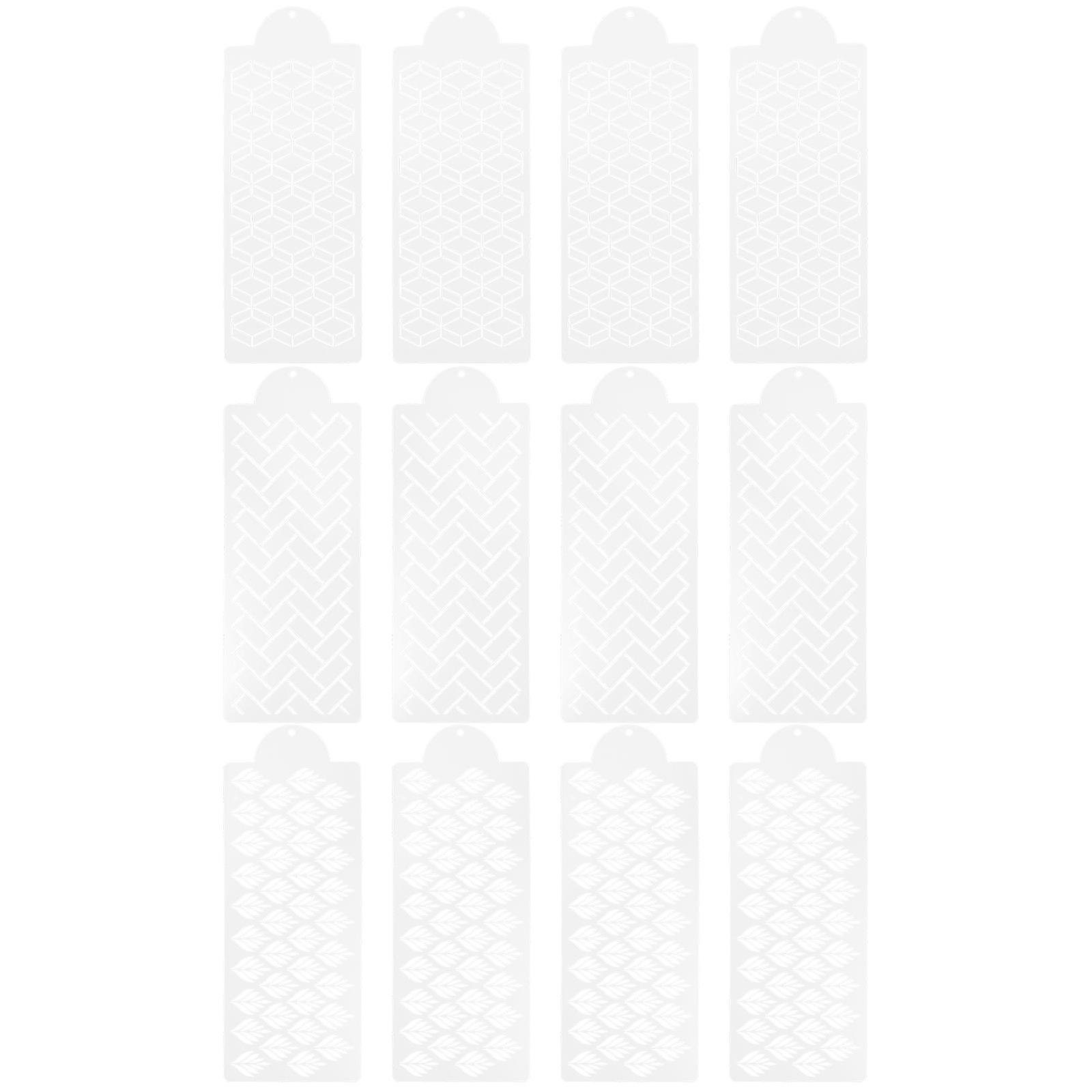 12pcs Cake Decorating Stencils  Fondant Stencil Cake Side Decoration Stencil Template