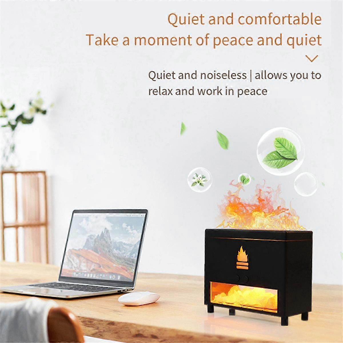 Aromatherapy Flame Ambient Light Simulation Wall Kitchen USB Mini Appliances Air Flame Fragrance Machine,Wood Grain