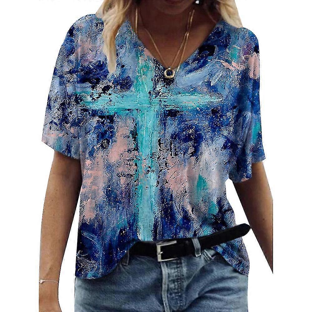 Womens Summer V Neck Loose Top