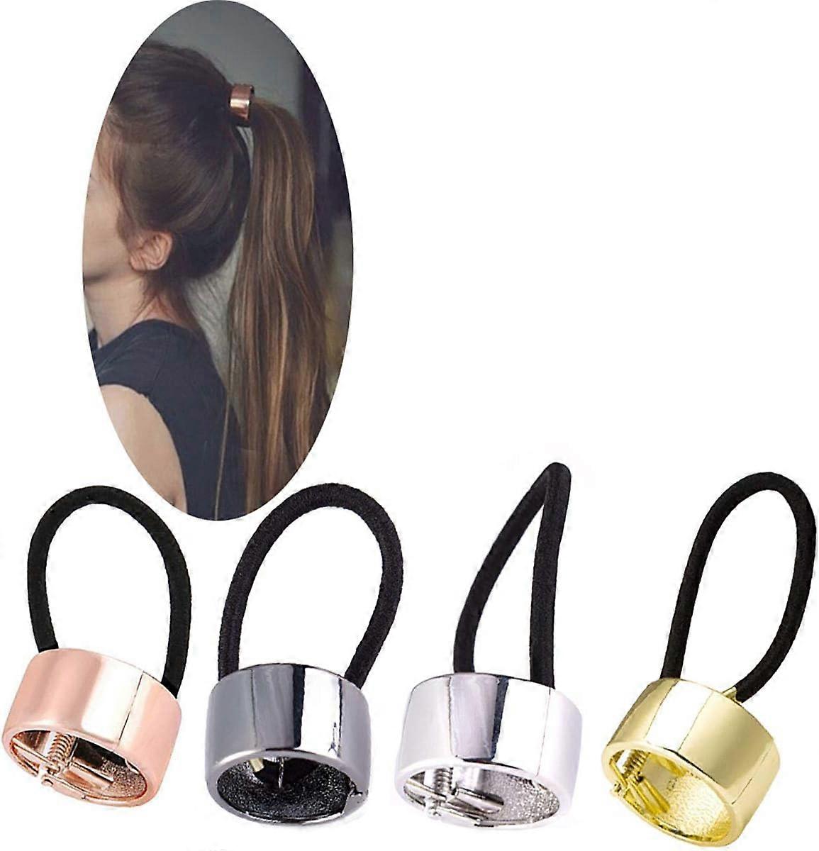 4pcsファッションパンクゴシック合金ポニーテールカフ弾性ヘアタイポニーテールホルダー女性の髪