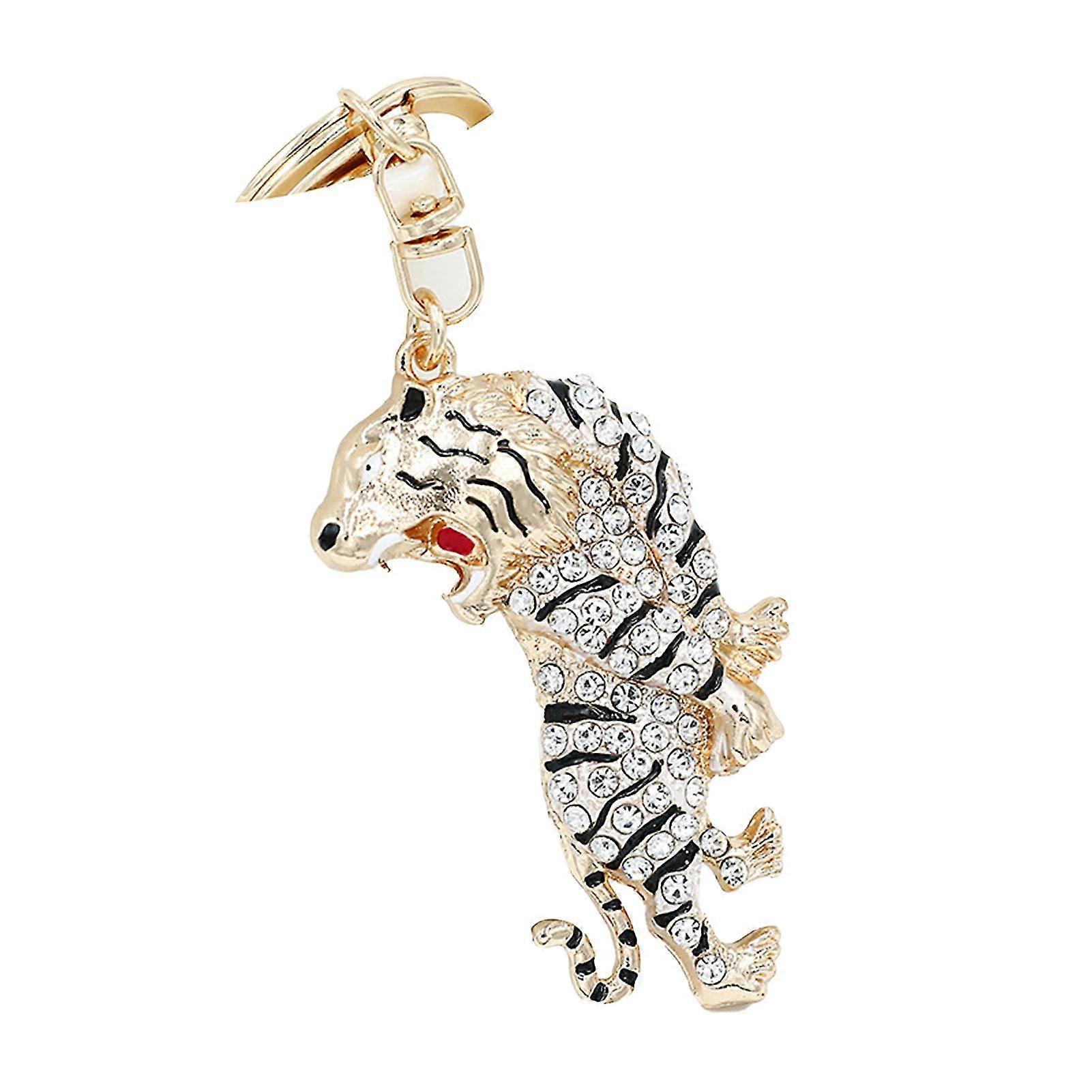 Portable Key Ring Fine Workmanship Alloy Tiger Rhinestone Keyring Keychain For Friends