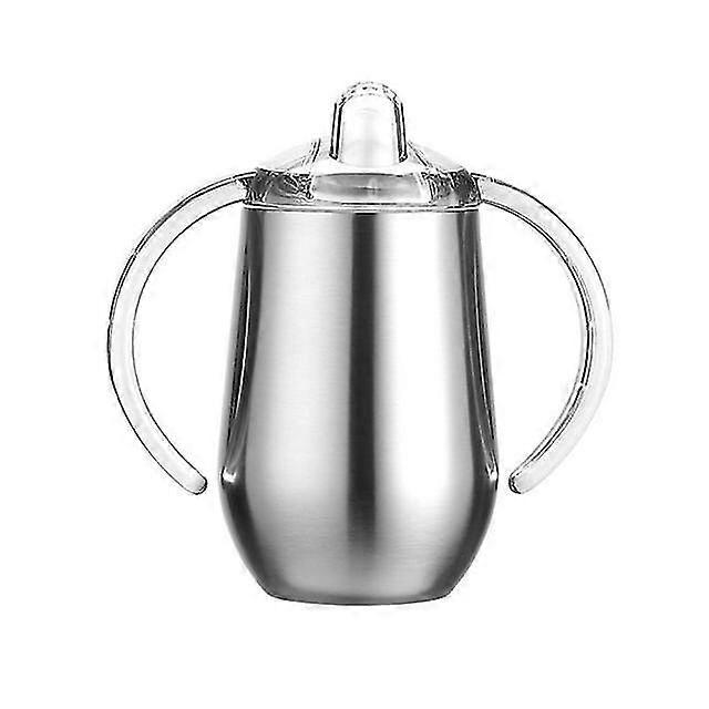 baby sippy cup with handle double layer 304 stainless steel bpa free(natural color)