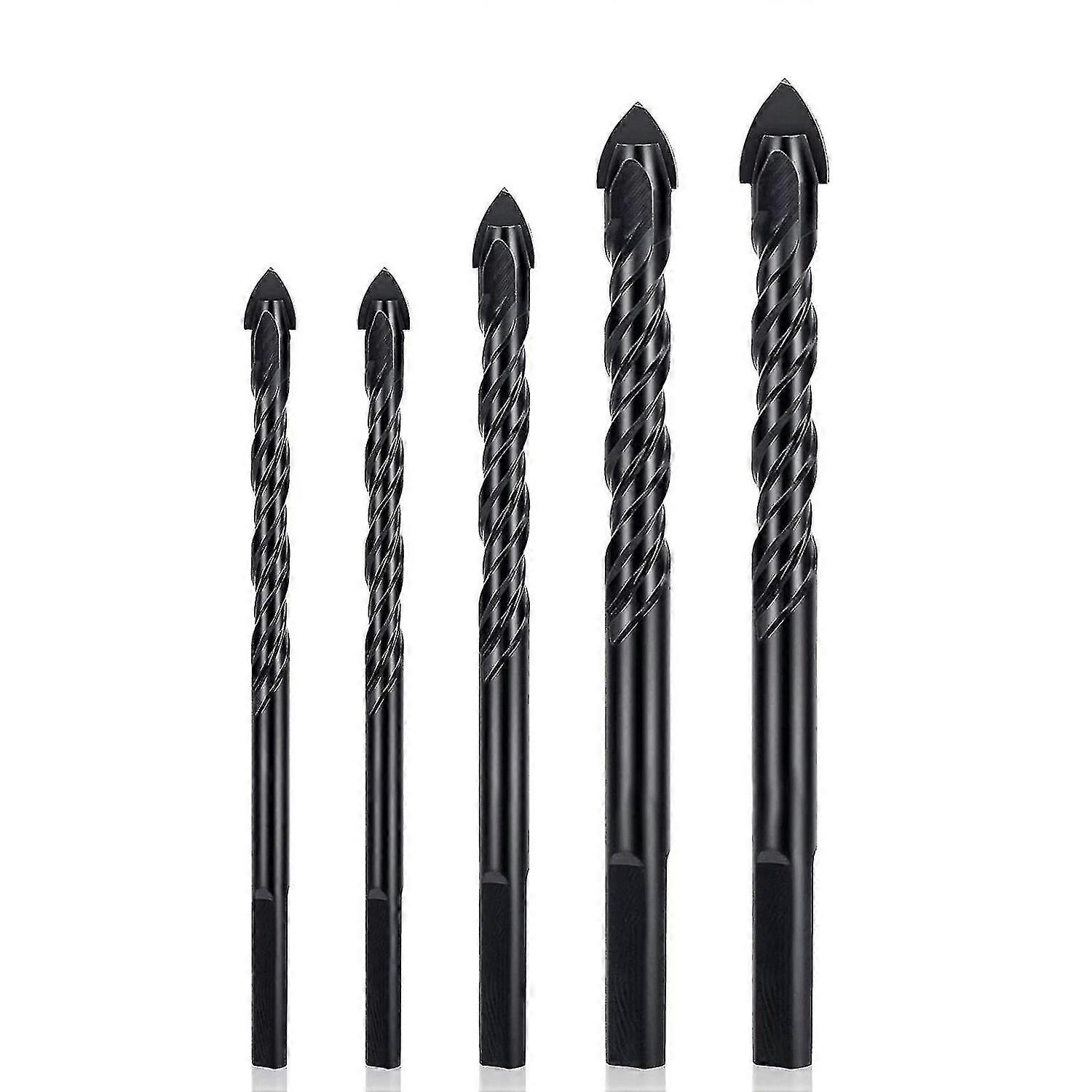 5 Pieces Chrome Plated Masonry Drill Bits Set For Tile Brick Cement Concrete