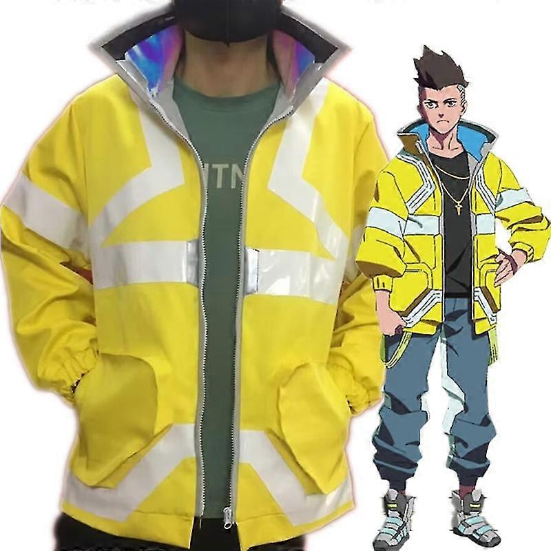 Anime Cyberpunk Edgerunners David Martinez Cosplay Kostüm Stand Yaka Ceket Kapüşonlu Fermuar Ceket Punk Yetişkin Erkekler Cadılar Bayramı