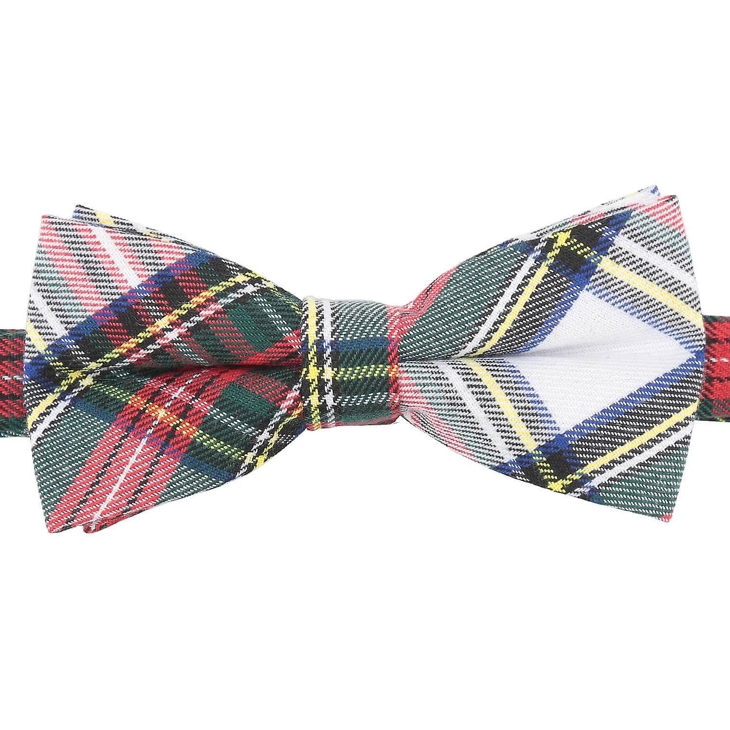 White Tartan Plaid Bow Tie