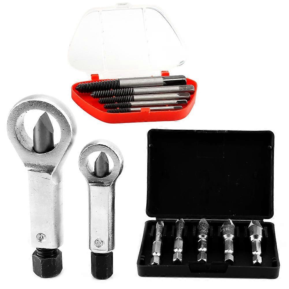 12pcs Nut Splitter Set Rusted Damaged Bolt Screw Extractor Remover Tool