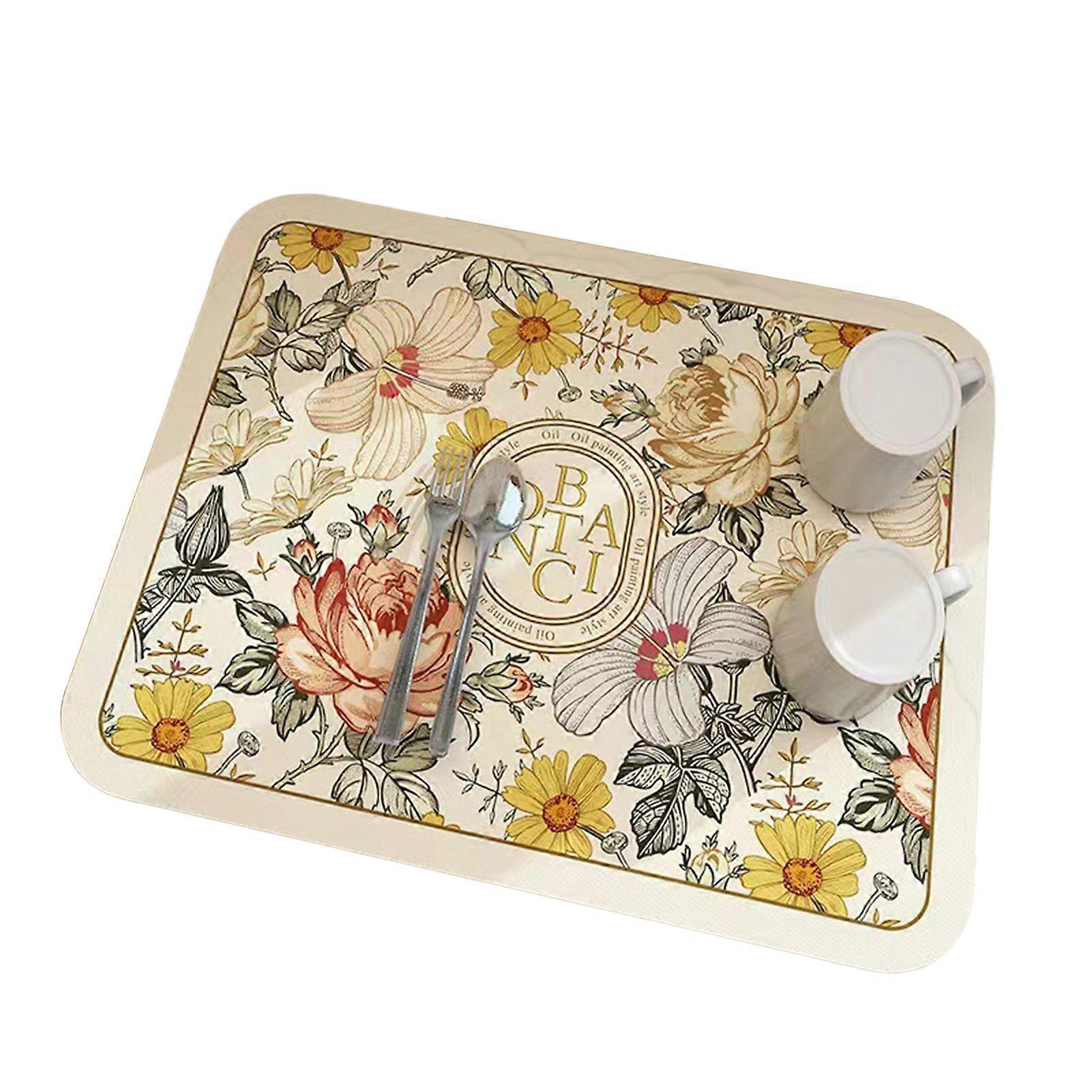 Fantasy Style Draining Mat Soft Foldable Lightweight Drying Mat for Kitchen Sink Countertop