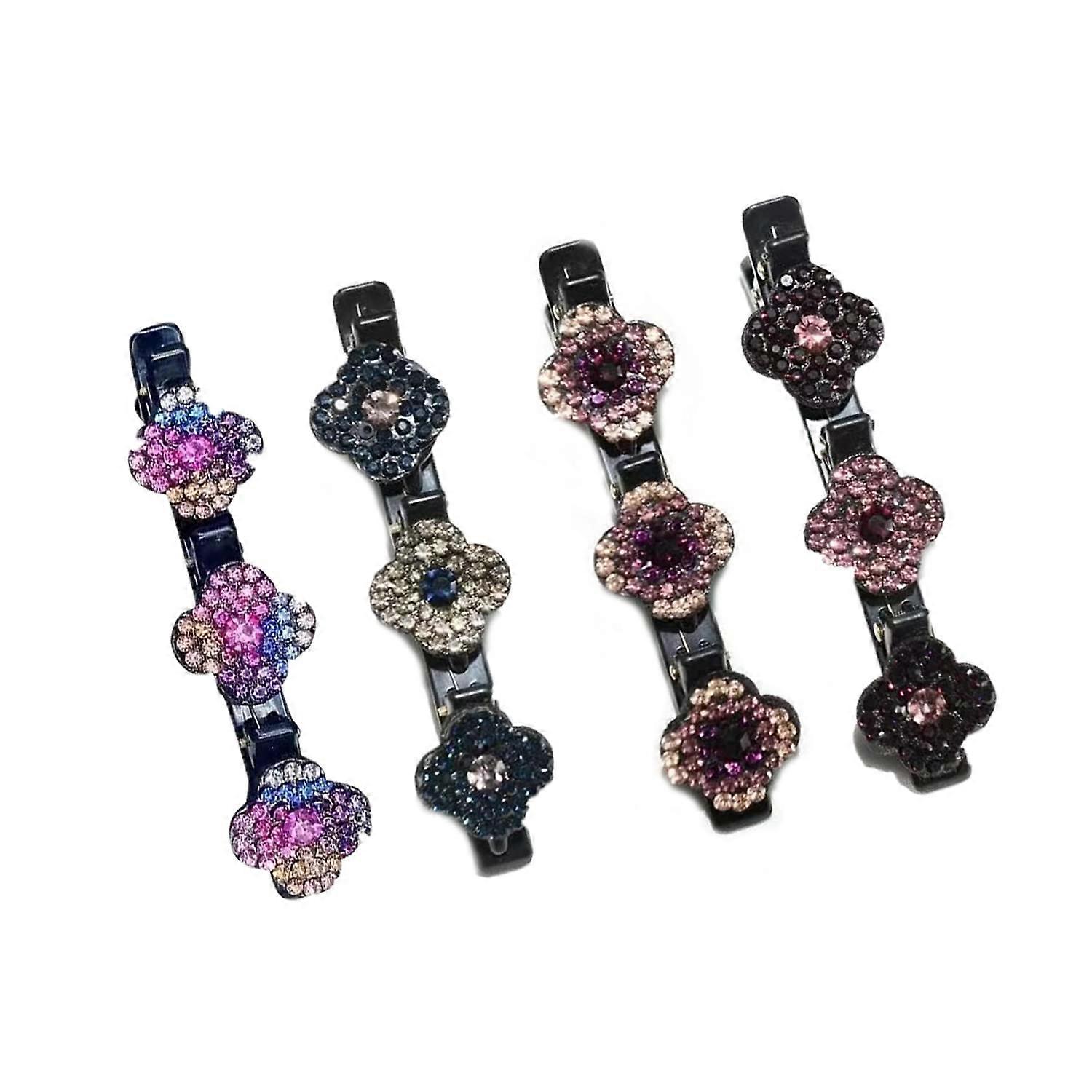 Strass Haarnadeln & Satin-Haarbänder Set – Glitzernde Flechtspangen Für Stylische Frisuren (5 Stück)