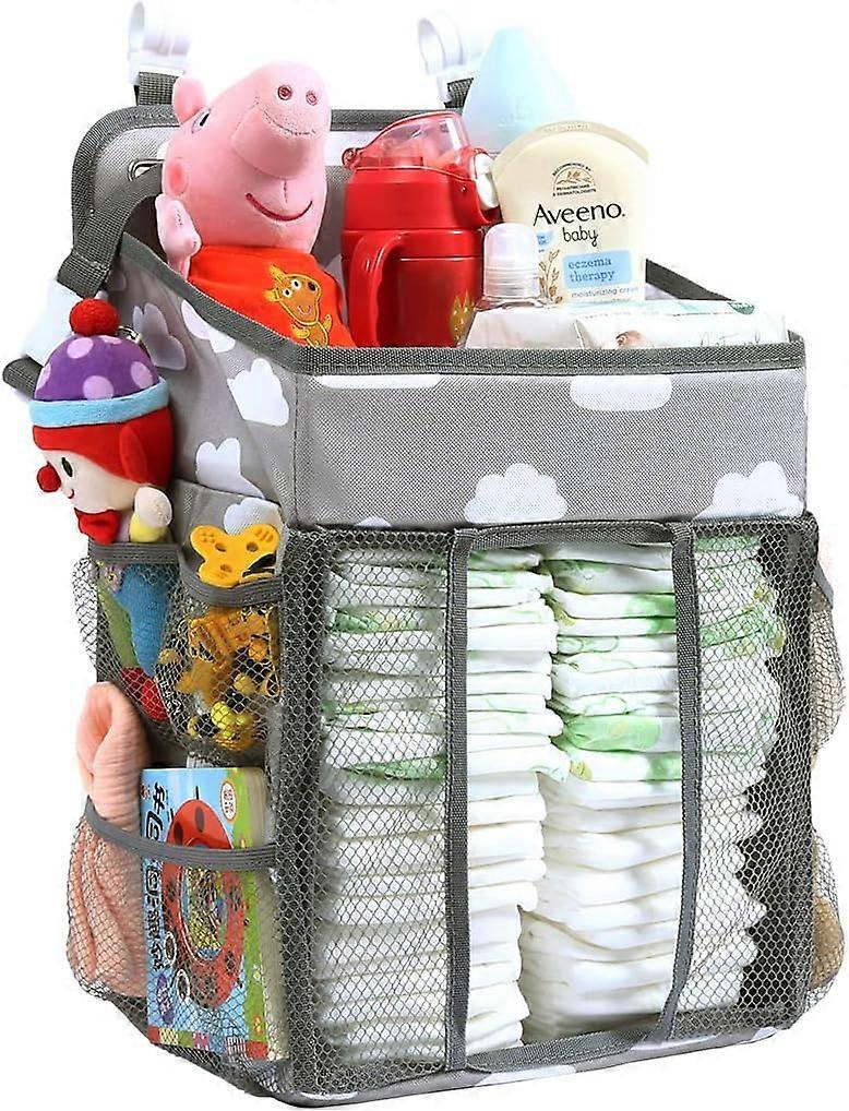 Hanging Diaper Caddy Organizer,Portable Changing Table Baby Diaper Organizer for Crib and Baby Bassinet, Playard,with 4 PE Board, Multiple Side Pocket
