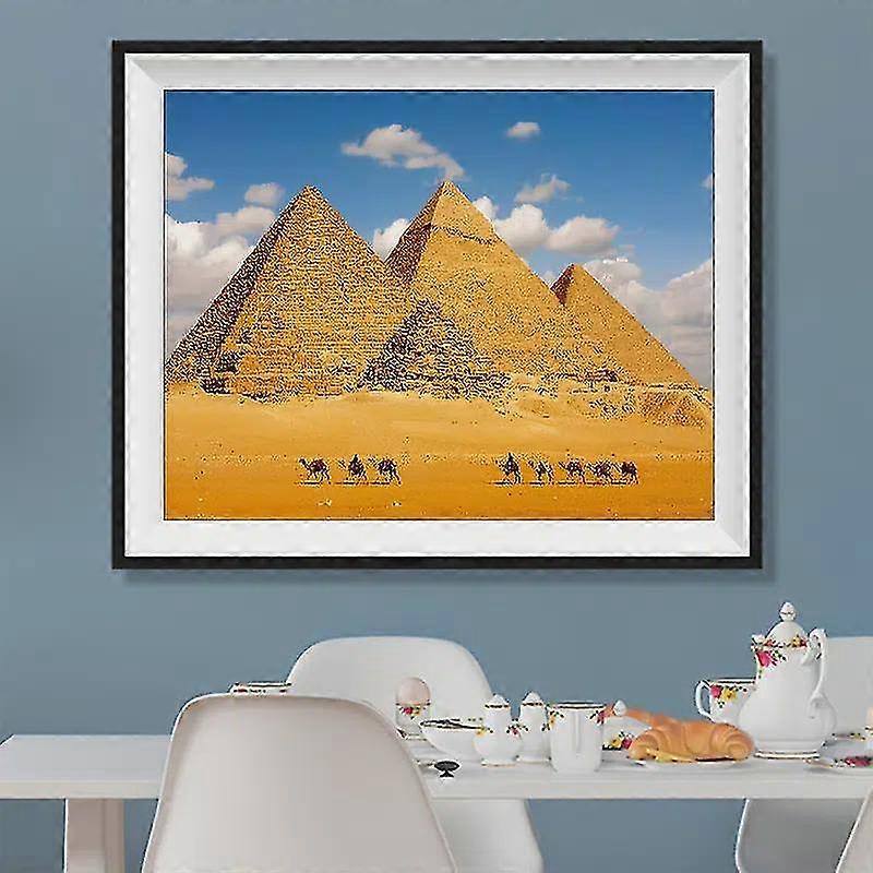 1pc 5d Diy Diamond Painting, Pyramid Pattern, Round Artificial Diamonds