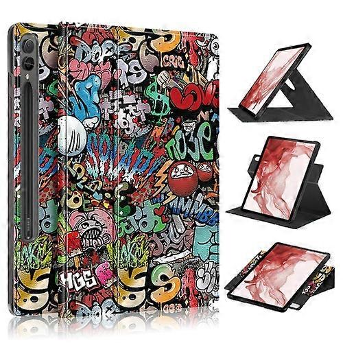 For Samsung Galaxy Tab S9+ 360 Rotation Stand Painted Smart Leather Tablet Case