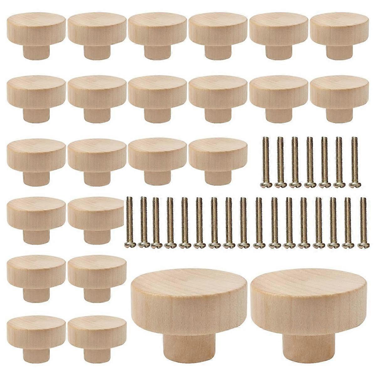 Round Wooden Drawer Knobs Wooden Cabinet Furniture Drawer Pulls, Suitable for Drawer Wardrobe Dress