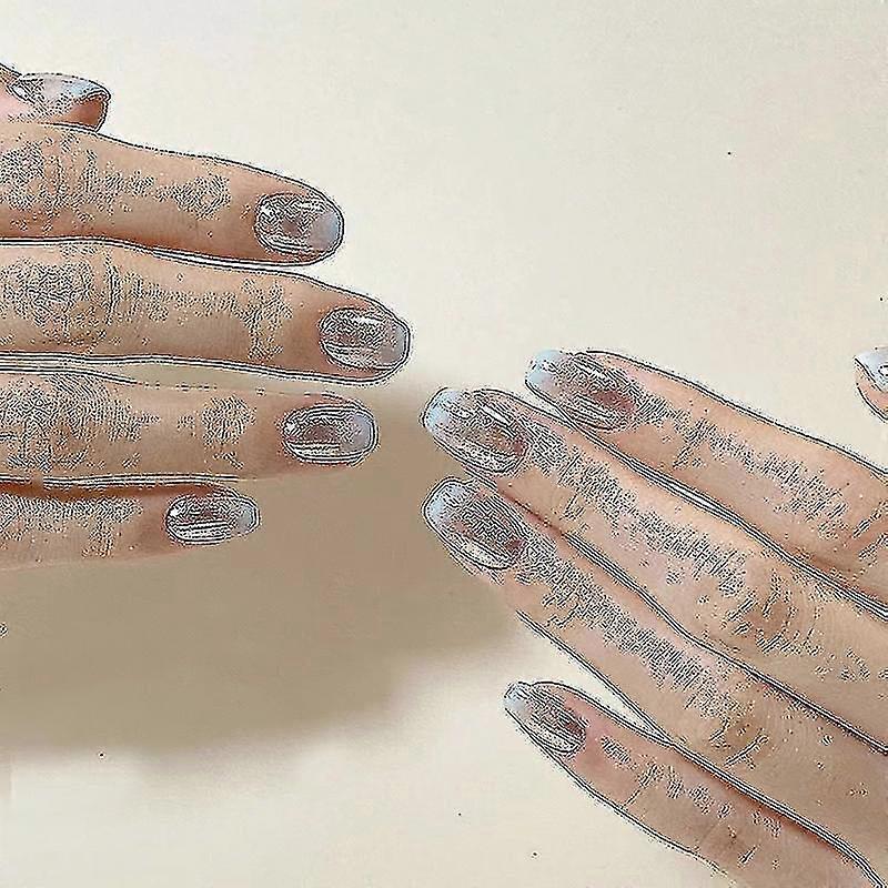 ネイルを身に着けているブルーシルバーグラデーションシンプルなゼリーグルーマニキュアネイルステッカーネイルウェアウェアマーボーナス:5相当のプロ級のネイルヤスリを無料で手に入れましょう