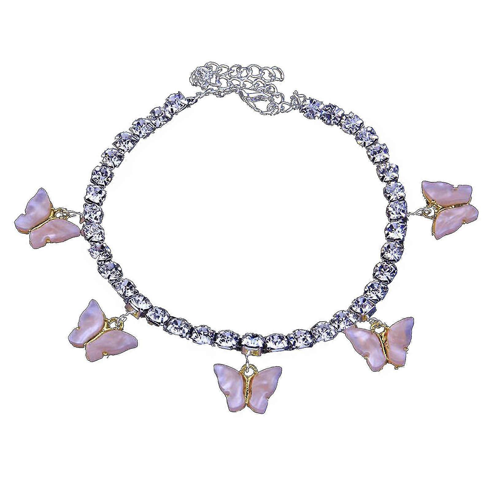 Bayanlar Moda Kelebek Akrilik Rhinestone Halhal Kolye Takı Ayak Süsü