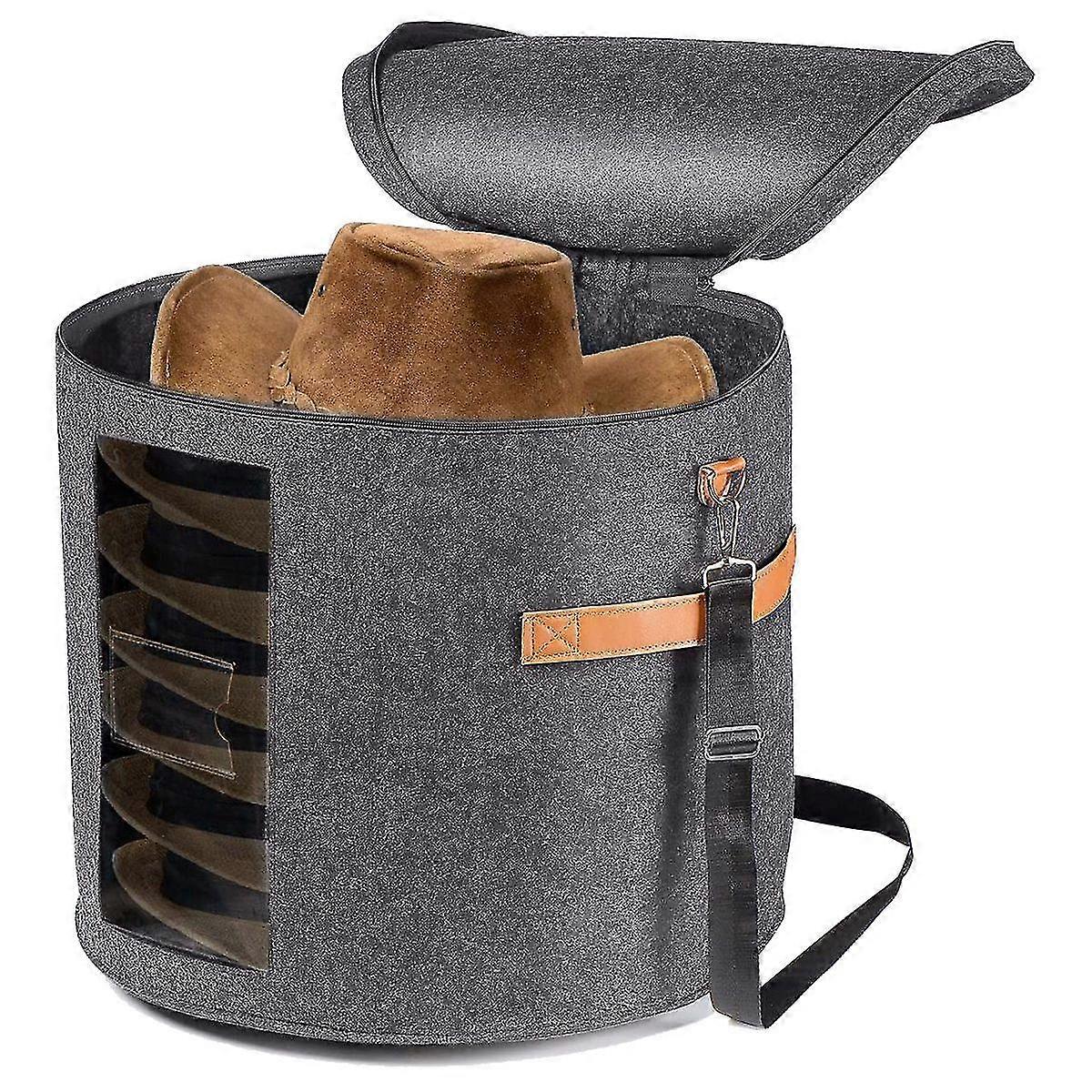 Round Hat Storage Box - Foldable Hat Box With Lid For Stuffed Clothes And Animal Toy, Carrying Orga