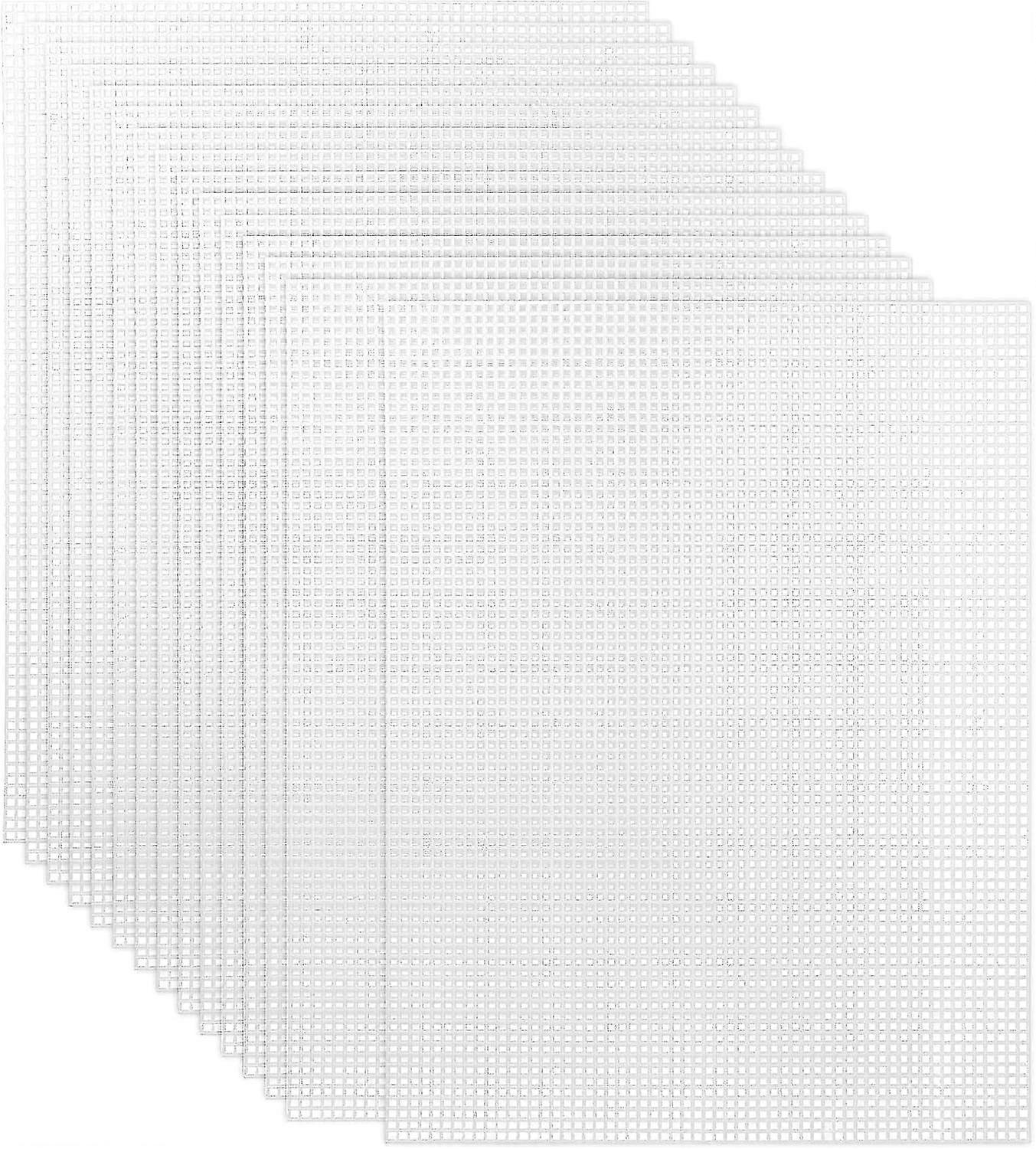 15 Pieces 7 Count Plastic Mesh Canvas Sheets For Embroidery, Acrylic Yarn Crafting, Knit And Crochet Projects (10 X 13 Inch, White)