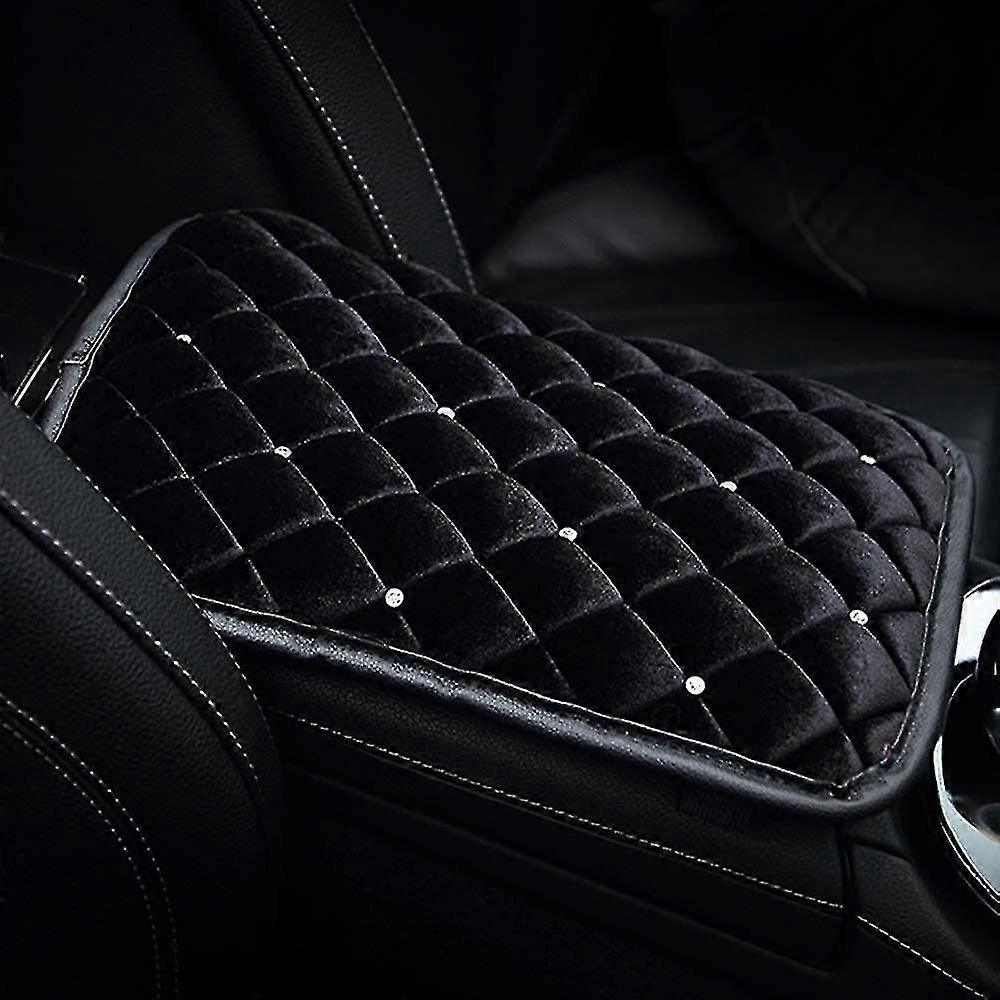 Bling Bling Auto Armrest Console Cushion, Soft Plush Luster Crystal Arm Rest Padding Protective Case