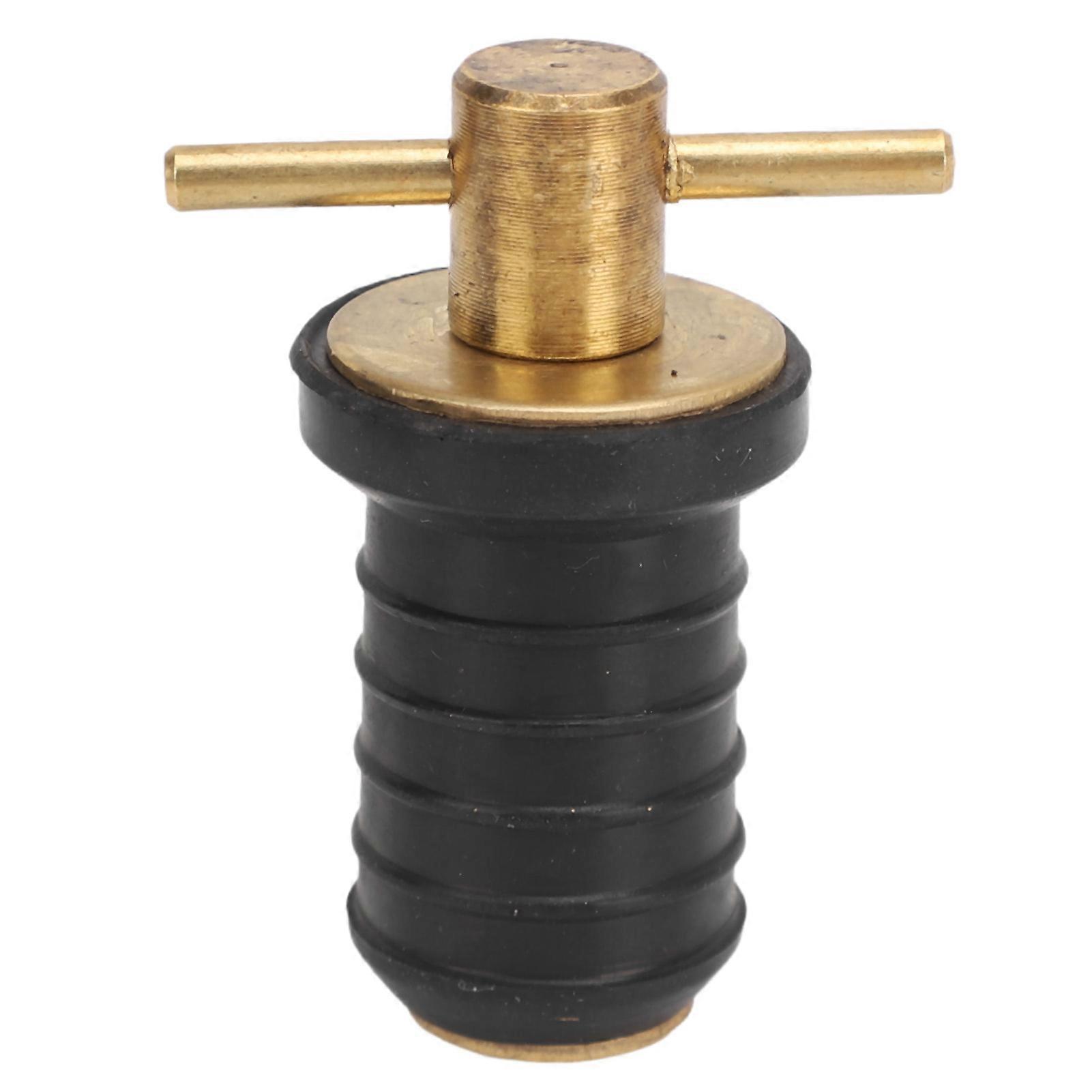 Marine Boat Brass T Handle Drain Plug Strong Structure Twist Turn and Seal Design Rubber Plugs for Yachts Ships 0.6inch