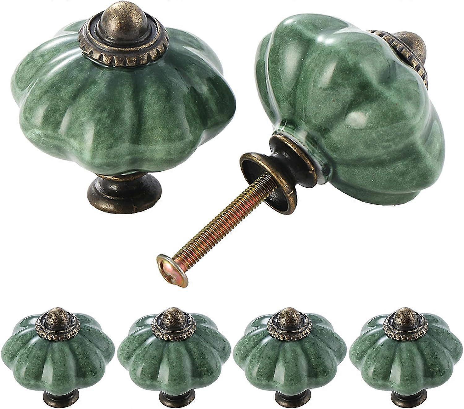 12 Pack Ceramic Cabinet Knobs, Chic Drawer Knobs, Antique Pumpkin Shaped Kitchen Cupboard Pulls, Round Furniture Door Knobs