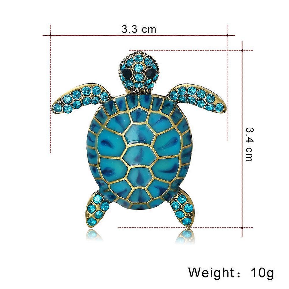 Blue and Color Enamel Sea Turtle Brooch