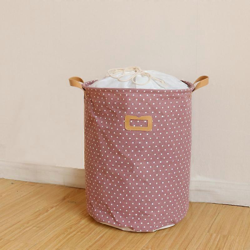 Thickened Foldable Round Storage Laundry Baskets, Cotton (pink)