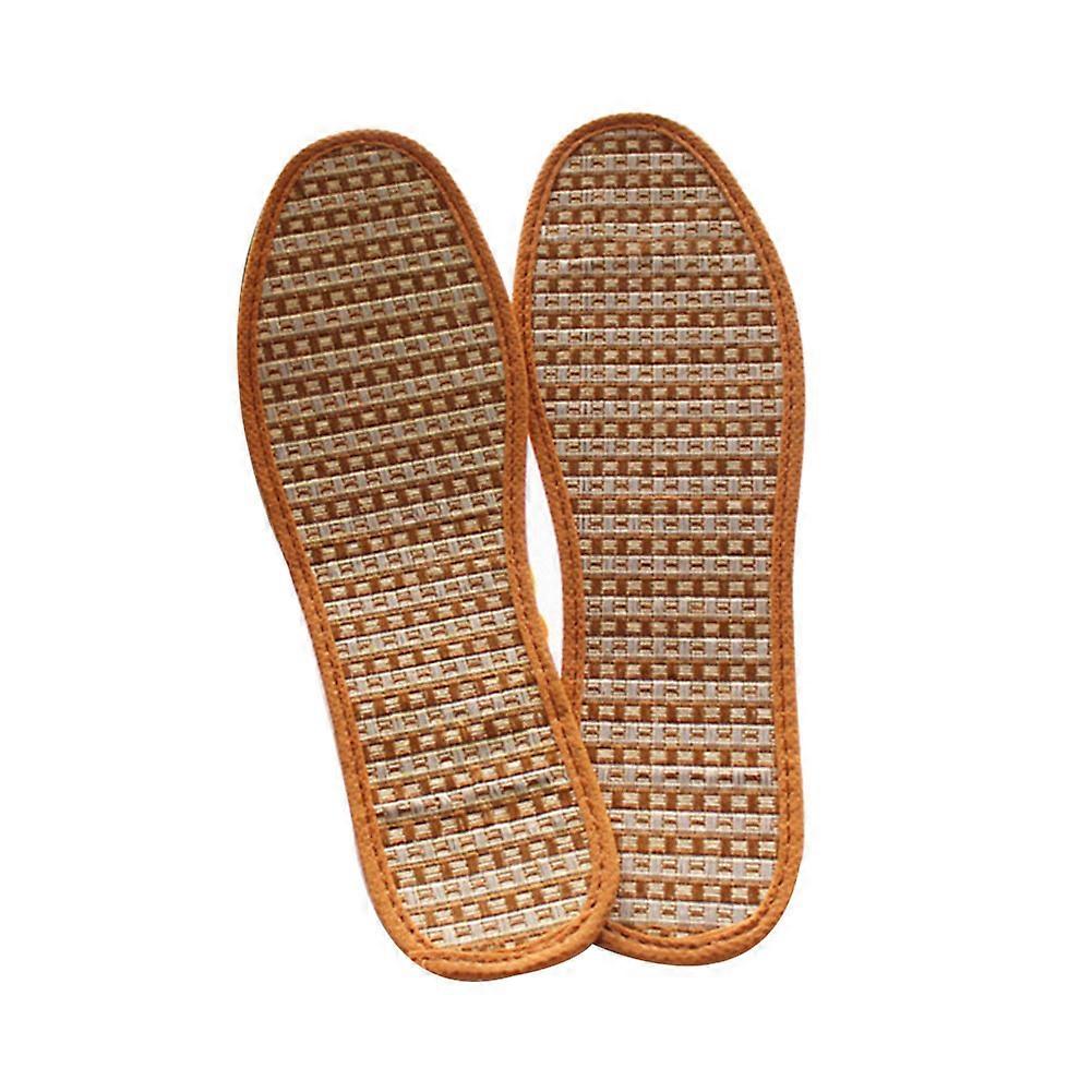 1 Pair Breathable Anti-Bacterial Bamboo Charcoal Hand-Woven Shoe Pads Insoles kaesi