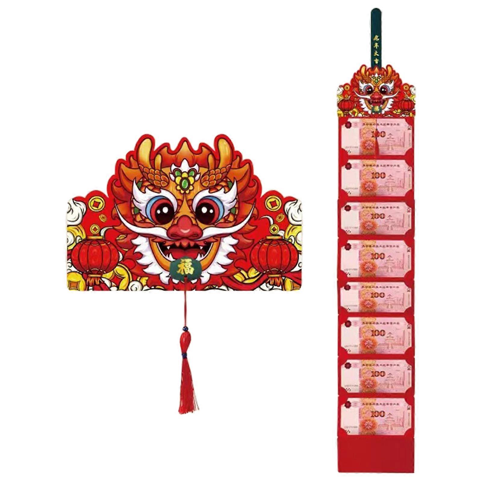 Folding Red Envelope with Multi-slot Vibrant Color Adorable Cartoon Dragon Design Chinese New Year Luck Money Envelope