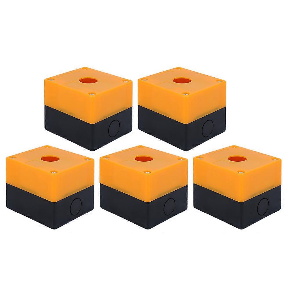 5Pcs Emergency Stop Box Control Switch Button Waterproof Junction Box Yellow 22mm BX1‑22
