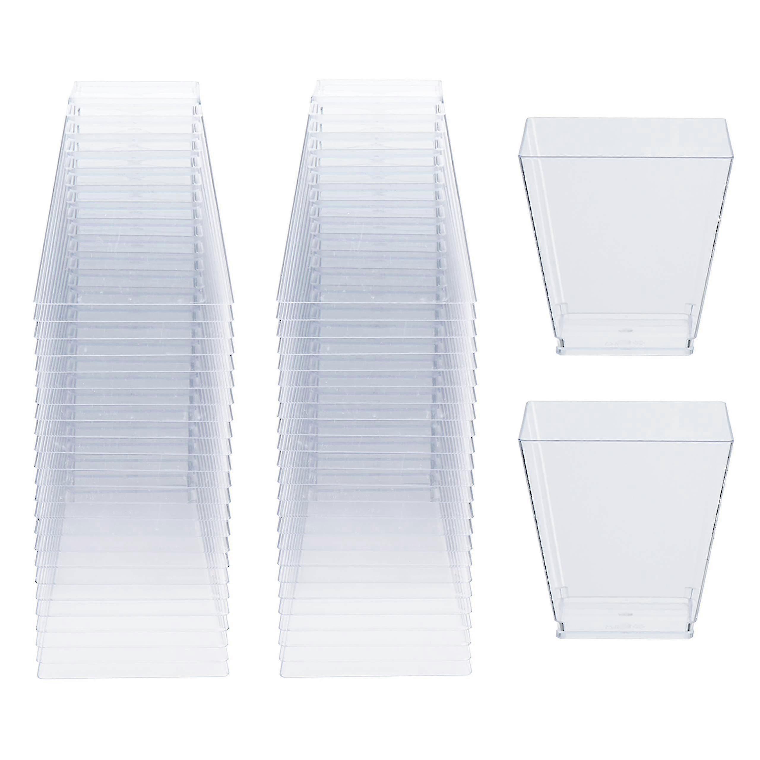 50pcs Clear Multi-use Plastic Square Dessert Cups - 200ml