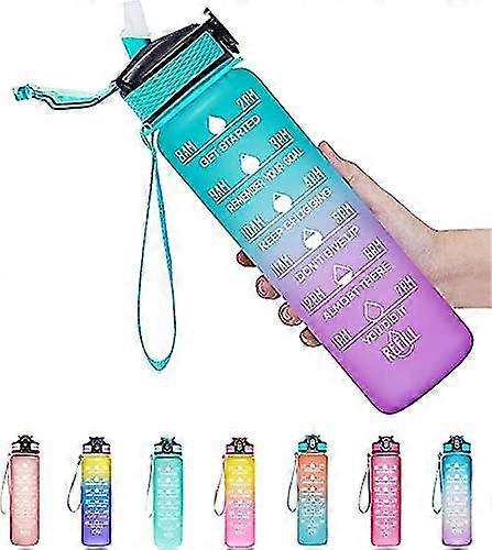 Water Bottle With Time Marker 1l Leakproof With Straw And Filter Tritan Bpa Free