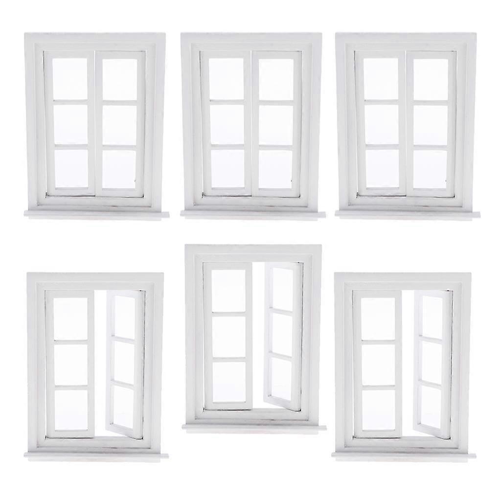 6x 1 / 12 Mini Alb Windows Frames Dollhouse