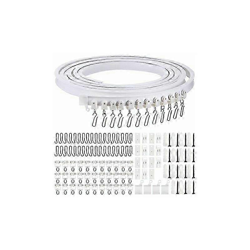 5 metre folding curved ceiling track Flexible curved ceiling track for curtain track with metal curtain hooks, room divider for bed curtains, ceiling