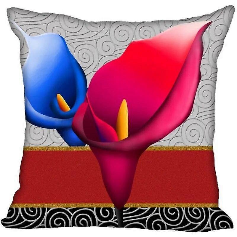 Flower Calla Lily Home Decor Satin Pillowcase Invisible Zipper Throw Design 819