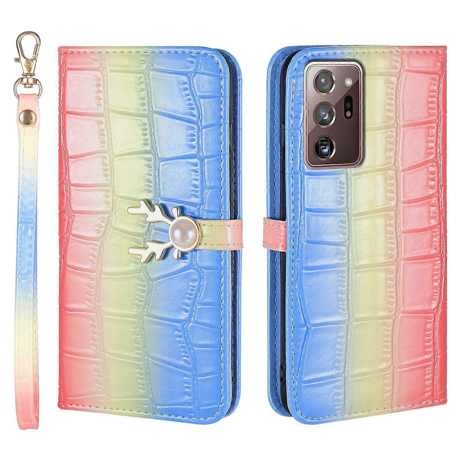 Elk Pattern Phone Case for Samsung Galaxy Note 20 Ultra with Card Holder, lanyard, PU Leather Material, Wallet Function, Corner Fall Protection