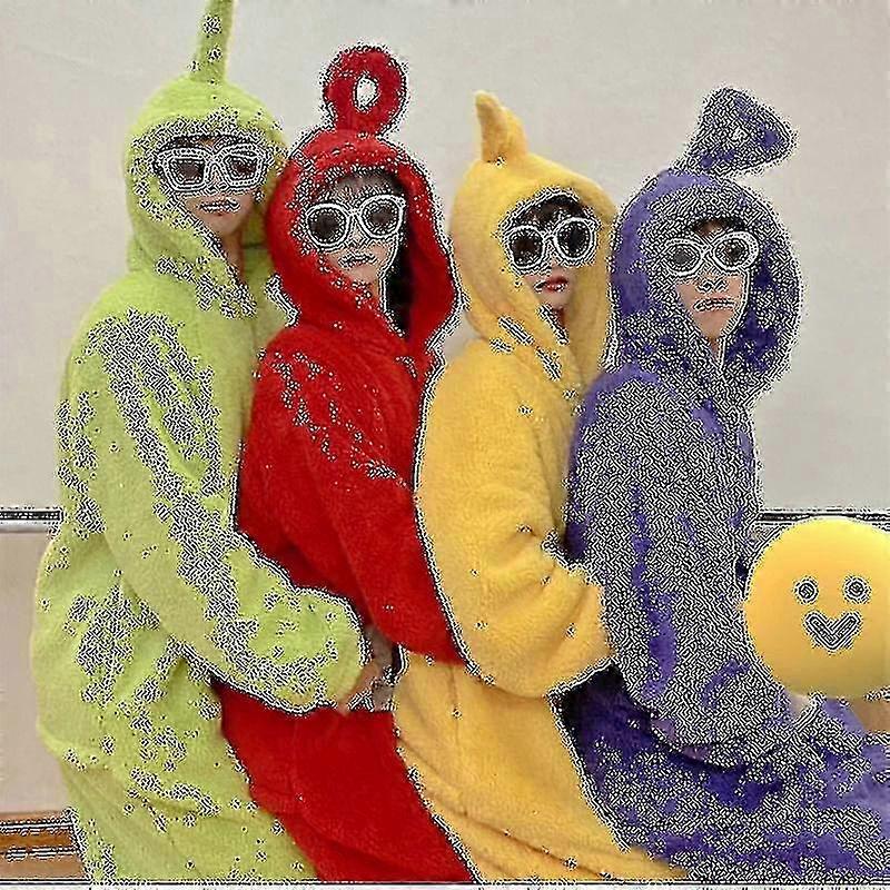 홈 4 색 Teletubbies 코스프레 성인 재미 있은 팅키 윙키 애니메이션 Dipsy Laa-laa Po 부드러운 긴 소매 조각 잠옷 의상