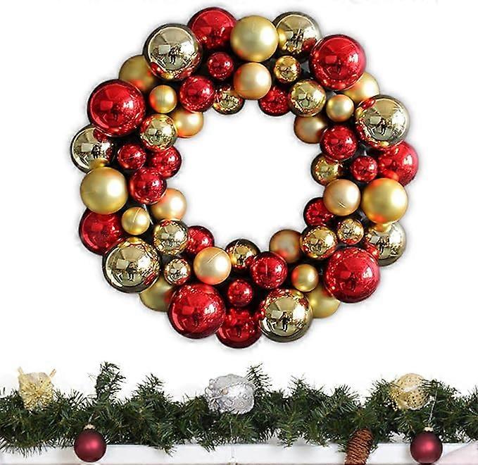 Julekrans Utendørs | Juleball | Julekuler Julepynt Dørveggpynt Inngangsdør Kuler Krans Shatterproof 