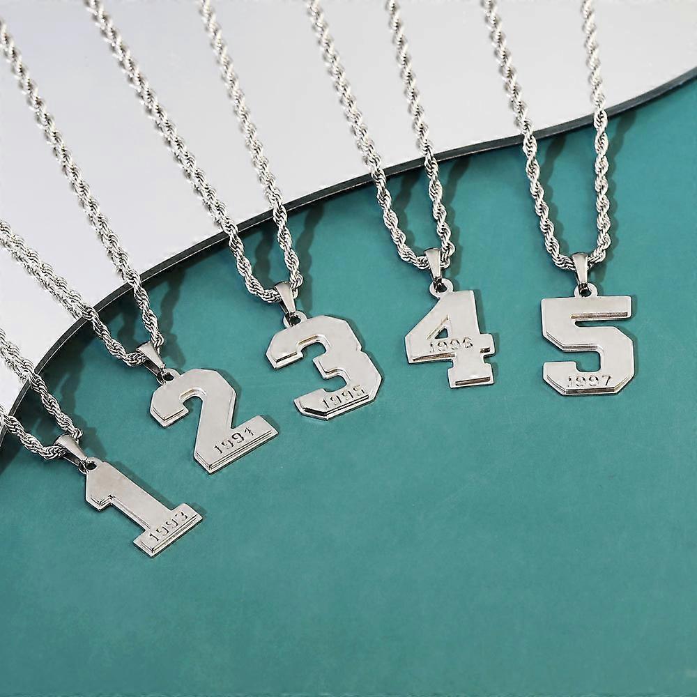 source titanium steel popular creative number digital chain year Pendant
